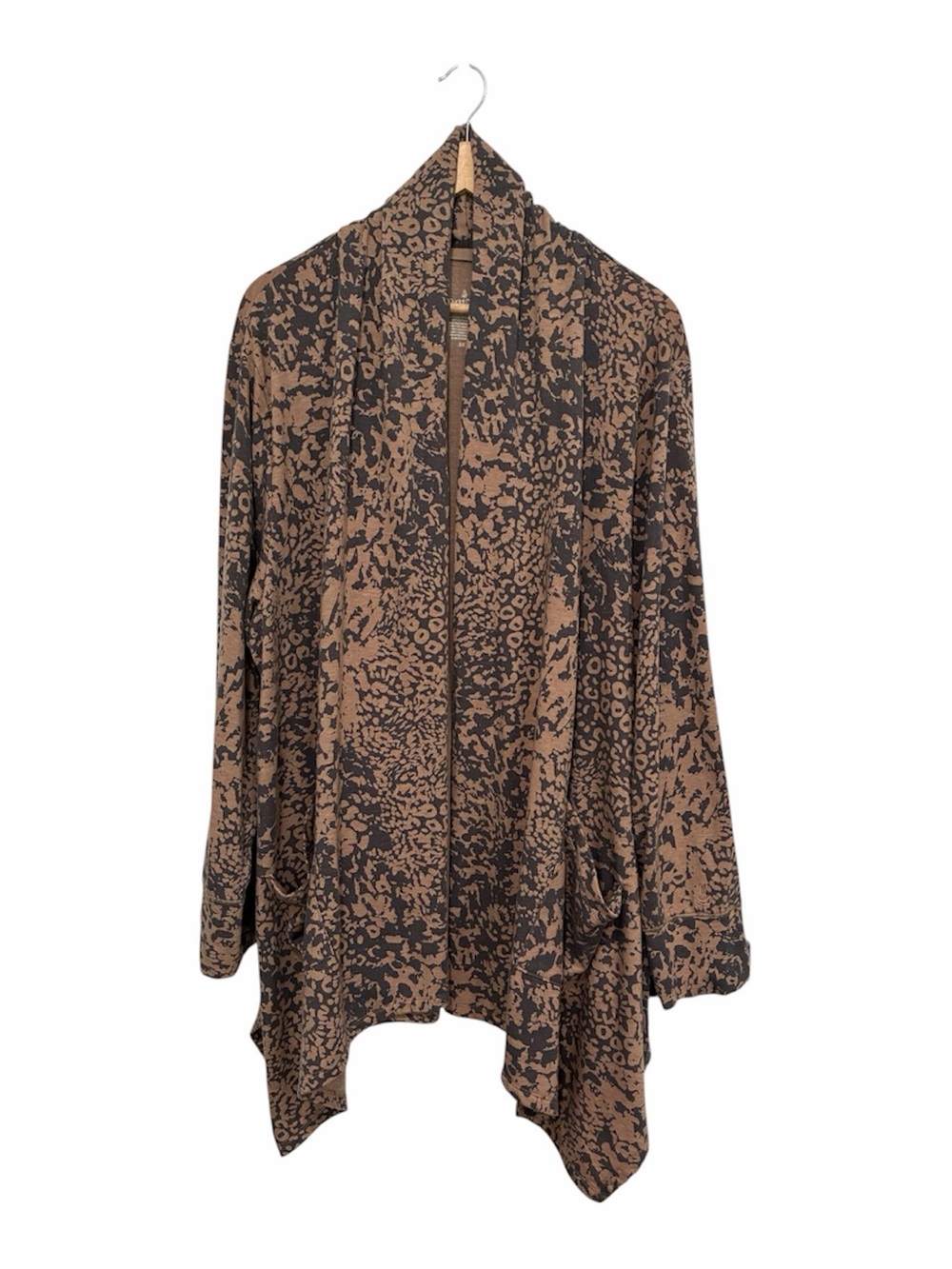 Cuddl Duds Brown and Black Open-Front Draped Cardigan